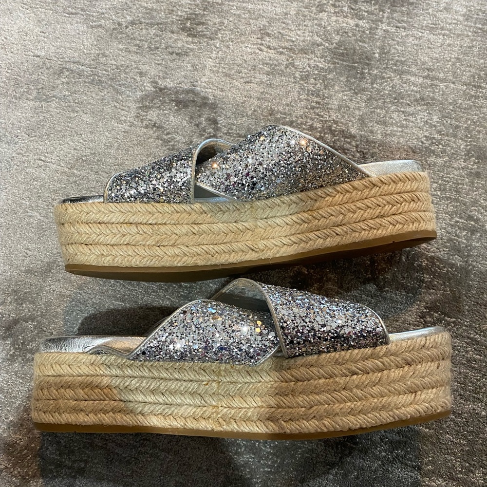MIU MIU Glitter wedge sandals - gently worn only 2 times. Size 9